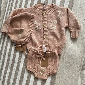 Wild Wawa Pink Knit Baby Outfit Set